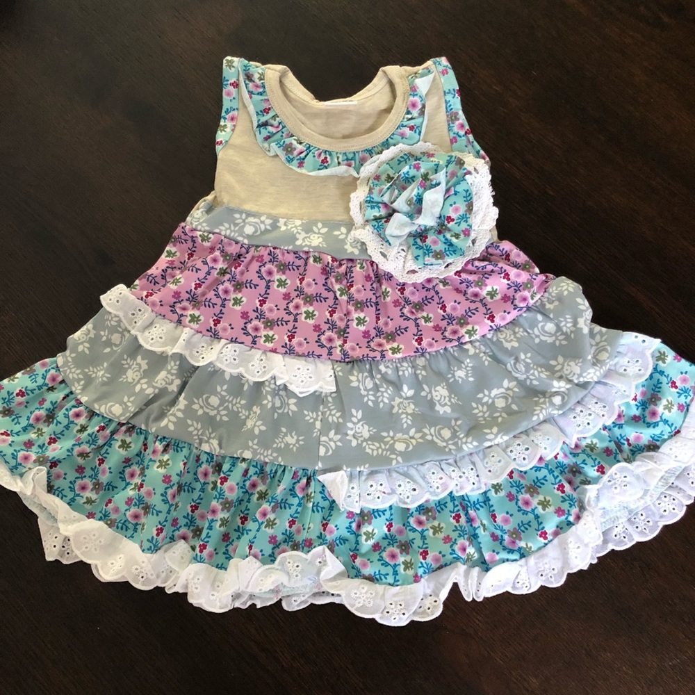 NIB Tiered Ruffle Multi Print Dress